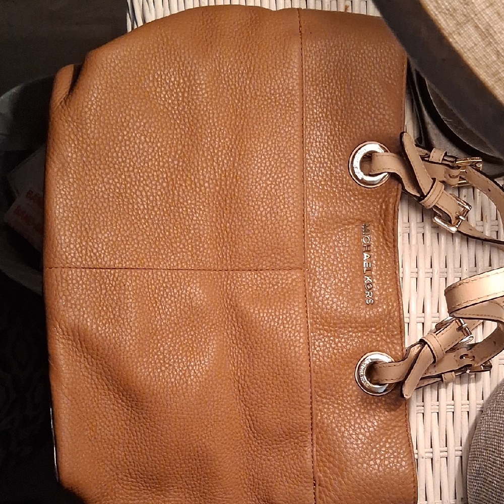 Michael Kors Cognac Pebbled Leather Shoulder Bag